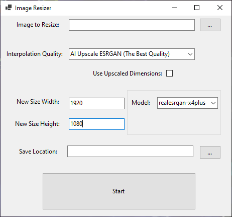 Screenshot of Image Resizer Application.